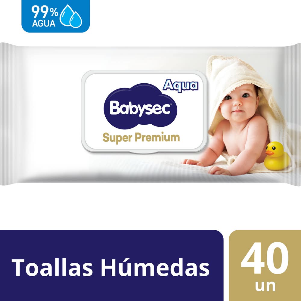 Babysec · Super premium toallitas húmedas para bebé - 175x200 mm (40 un)