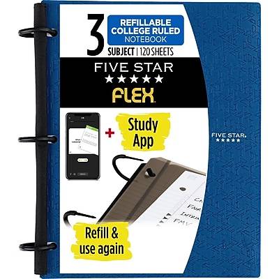 Five Star Flex 3-Subject Notebooks, 8.5 x 11, College Ruled, 120 Sheets (08126)