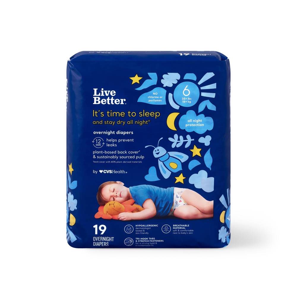 Live Better by CVS Health Overnight Diapers, Size 6, 19 CT
