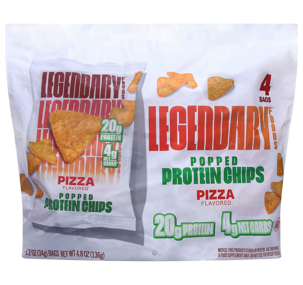Legendary Foods Popped Protein Chips, Pizza (4 x 1.2 oz)
