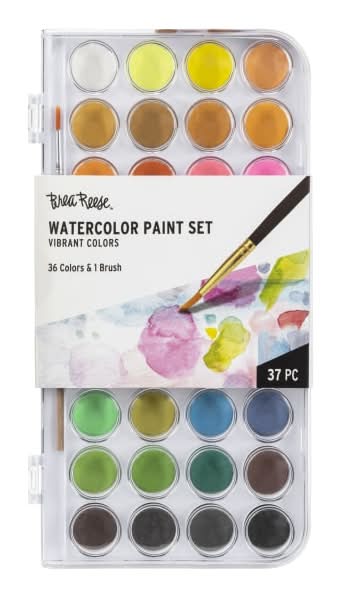 Brea Reese Large 36-Color Watercolor Paint Set, Vibrant Colors