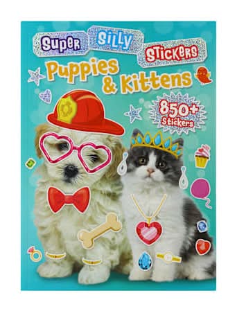 Super Silly Stickers Puppies And Kittens Sticker Book Blue