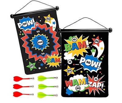 Action Words Double-Sided Magnetic Canvas Target Darts Game
