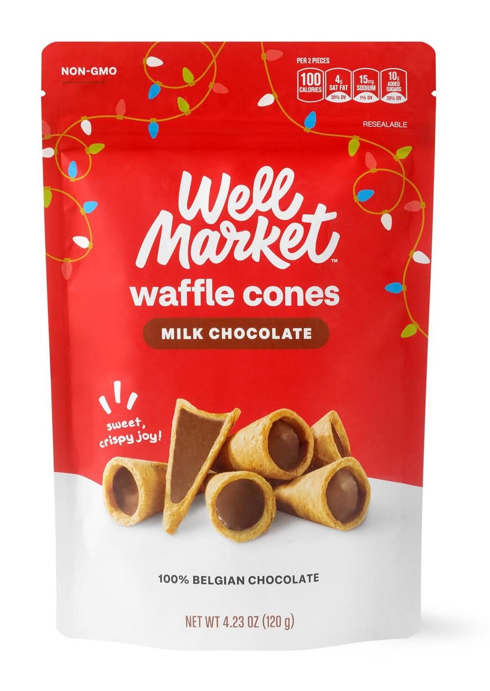 Well Market Waffle Cones Filled With Milk Chocolate, 4.23 Oz