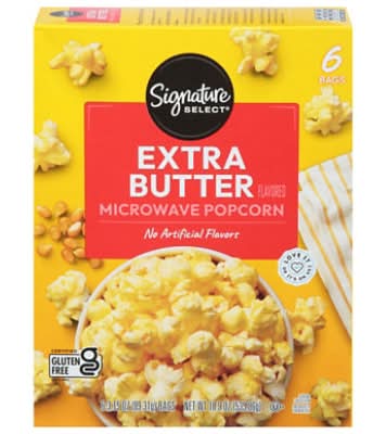Signature Select Microwave Popcorn, Extra Butter (6 x 3.15 oz)