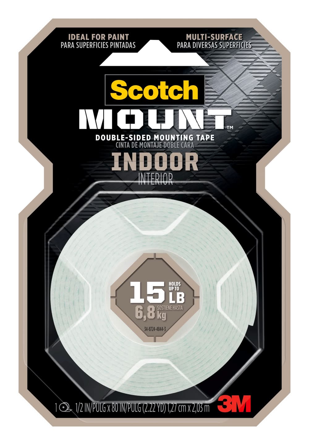 Scotch-Mount Indoor Double-Sided Mounting Tape 0.5-in x 6.5 Feet Double-Sided Tape