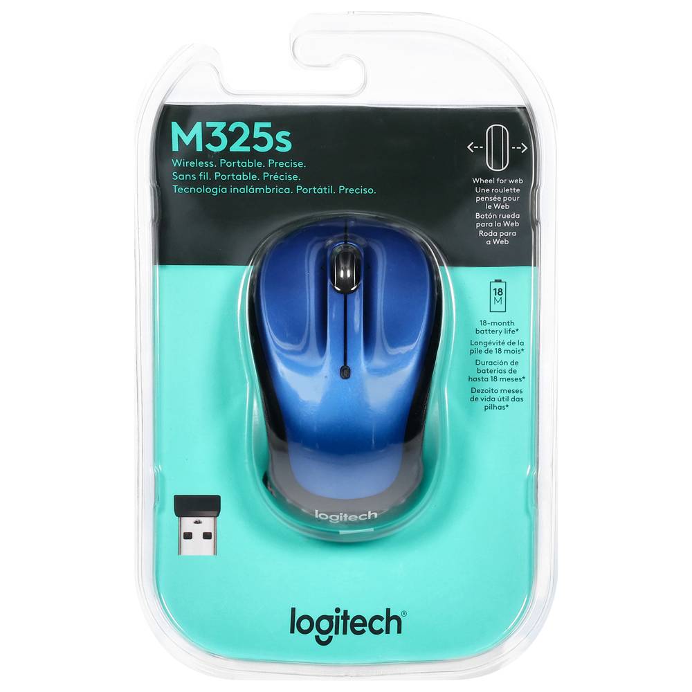 Logitech M325s Wireless Ambidextrous Optical Mouse, Blue