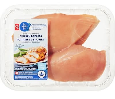 President's Choice Poitrines De Poulet Extra-Maigres Désossées Sans Peau Menu Bleu / Blue Menu Extra Lean Boneless Skinless Chicken Breasts 0.42 KG
