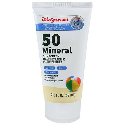 Walgreens Sheer Mineral Face Sunscreen SPF 50 - 2.0 OZ