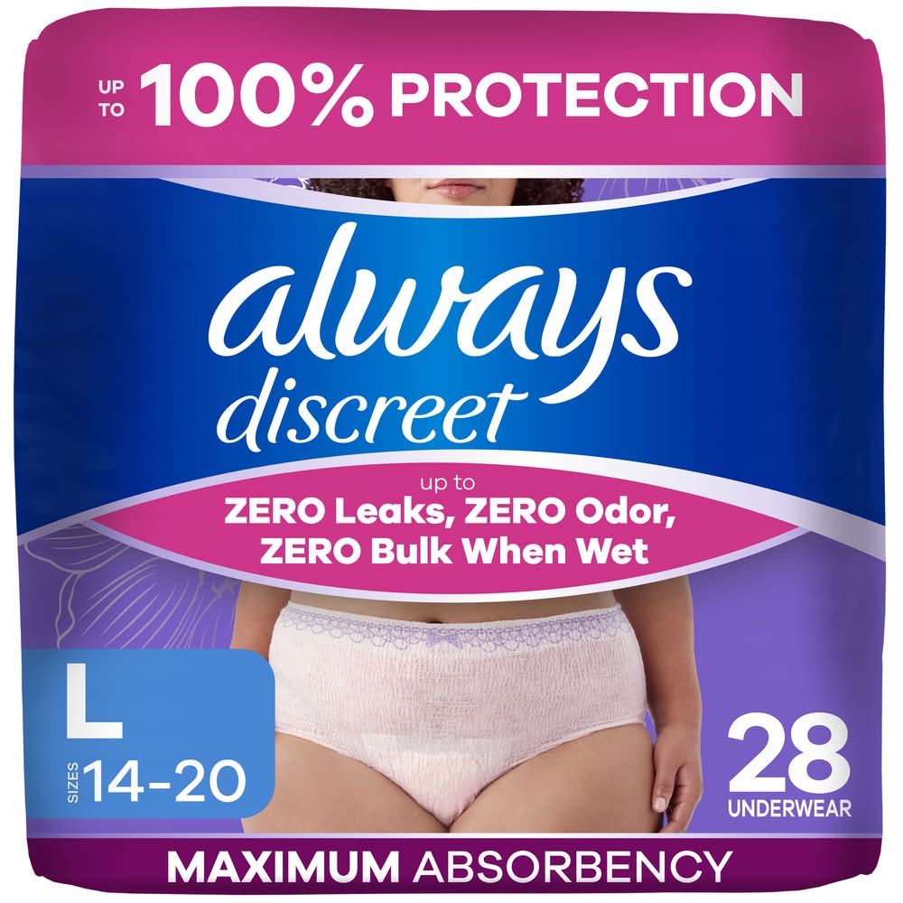 Always Maximum Absorbency Postpartum Underwear, L (28 ct)