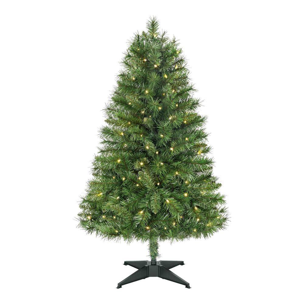 Home Accents Holiday 4 Ft. Pre-Lit Led Woodtrail Fir Artificial Christmas Tree