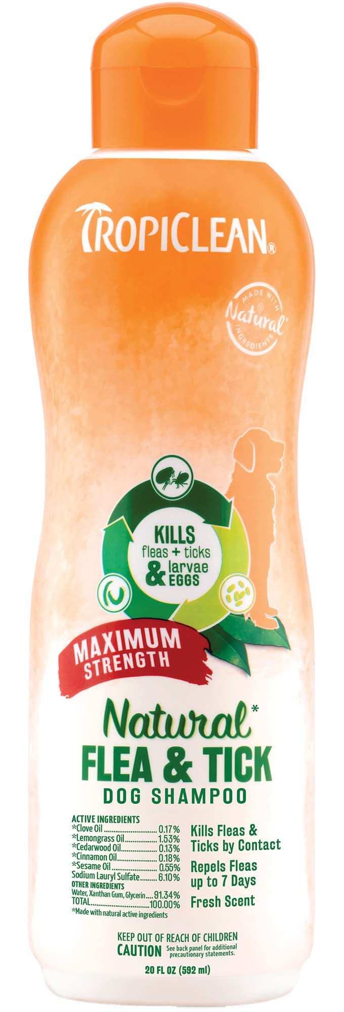 Tropiclean Maximum Strength Natural Flea & Tick Dog Shampoo (1.25 lbs)