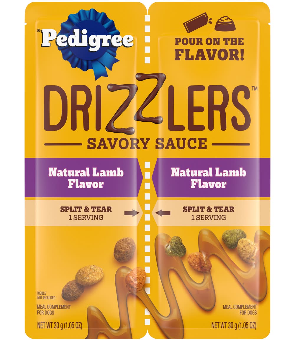 Pedigree Drizzlers Savory Sauce Wet Dog Pouches, Natural Lamb (2.1 oz, 2 ct)