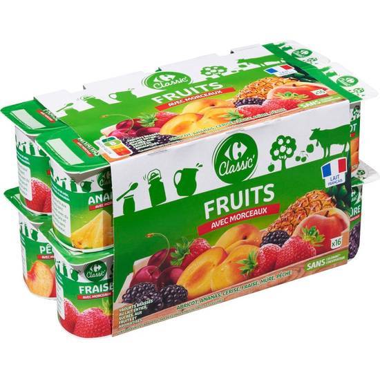 Carrefour Classic' - Yaourt aux fruits avec morceaux (abricot - ananas - cerise - fraise - mûre - pêche)