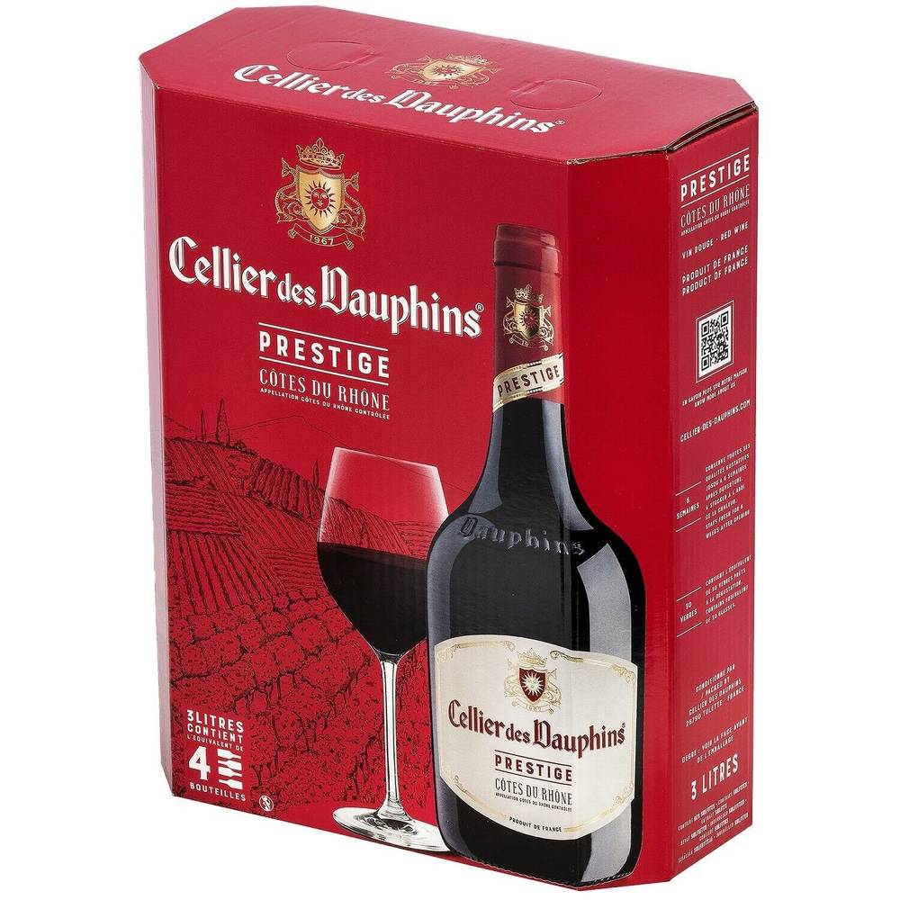 Cellier des Dauphins - Vin rouge AOC côtes du Rhône (750 ml, 4 pièces)