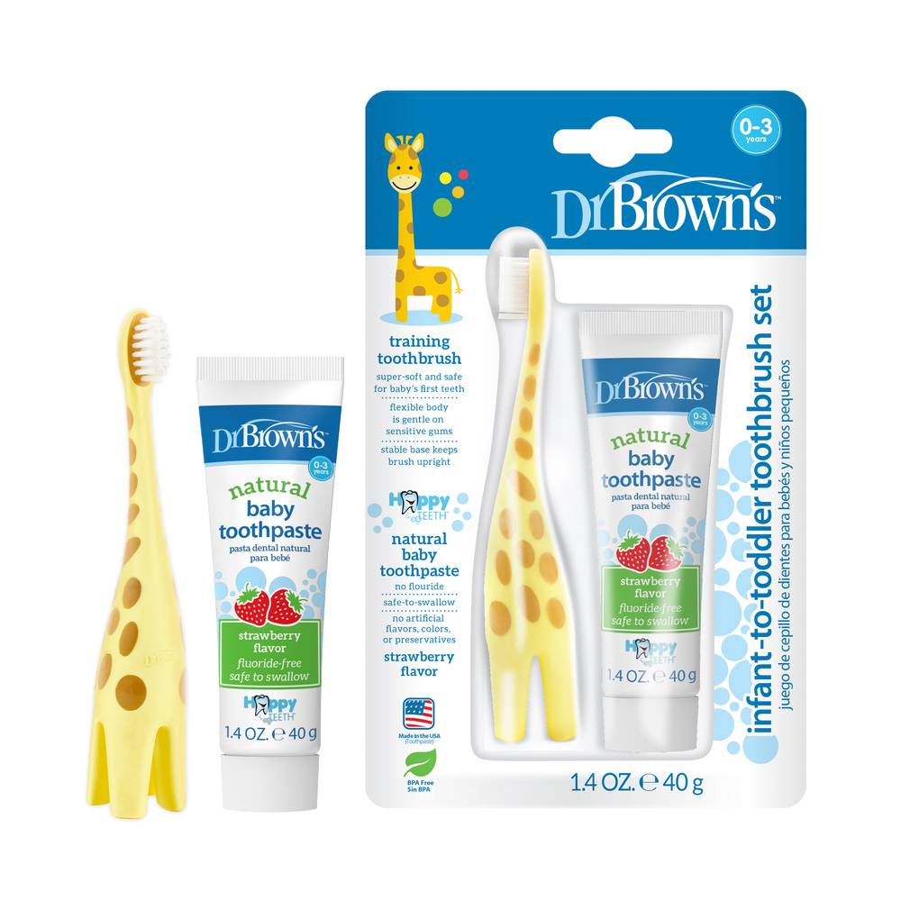 Dr. Brown's Baby Toothbrush & Toothpaste Set (strawberry )