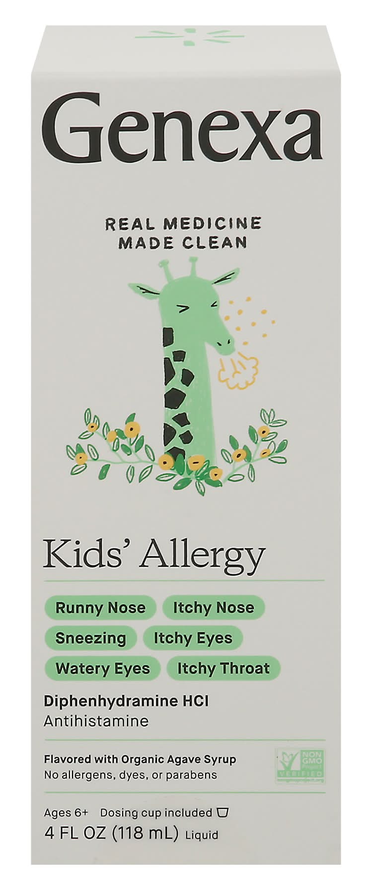 Genexa Kids' Allergy Diphenhydramine Liquid, Agave (4 fl oz)