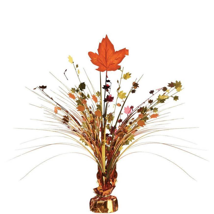 Fall Leaves Foil Cardstock Spray Centerpiece, 18in