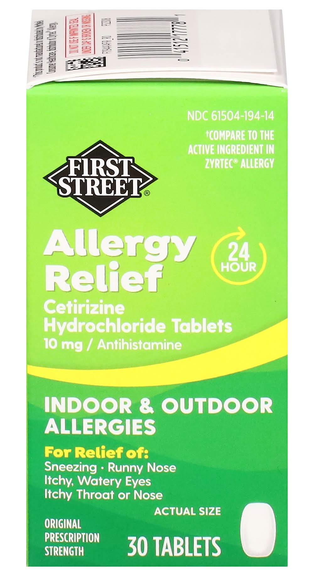 First Street Indoor & Outdoor Allergy Relief Cetirizine Hydrochloride Tablets 10 mg (30 ct)