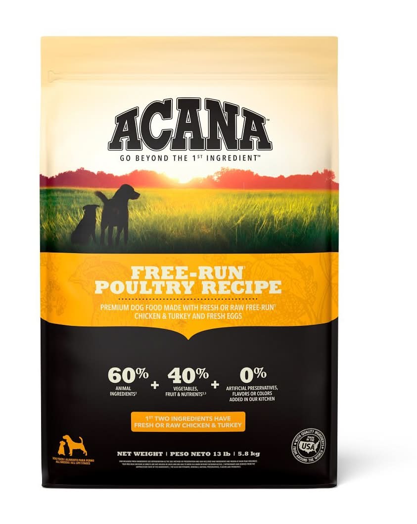 ACANA FREE-RUN ALIMENTO NATURAL PARA PERRO TODAS LAS ETAPAS DE VIDA RECETA POLLO Y PAVO, 5.8 KG