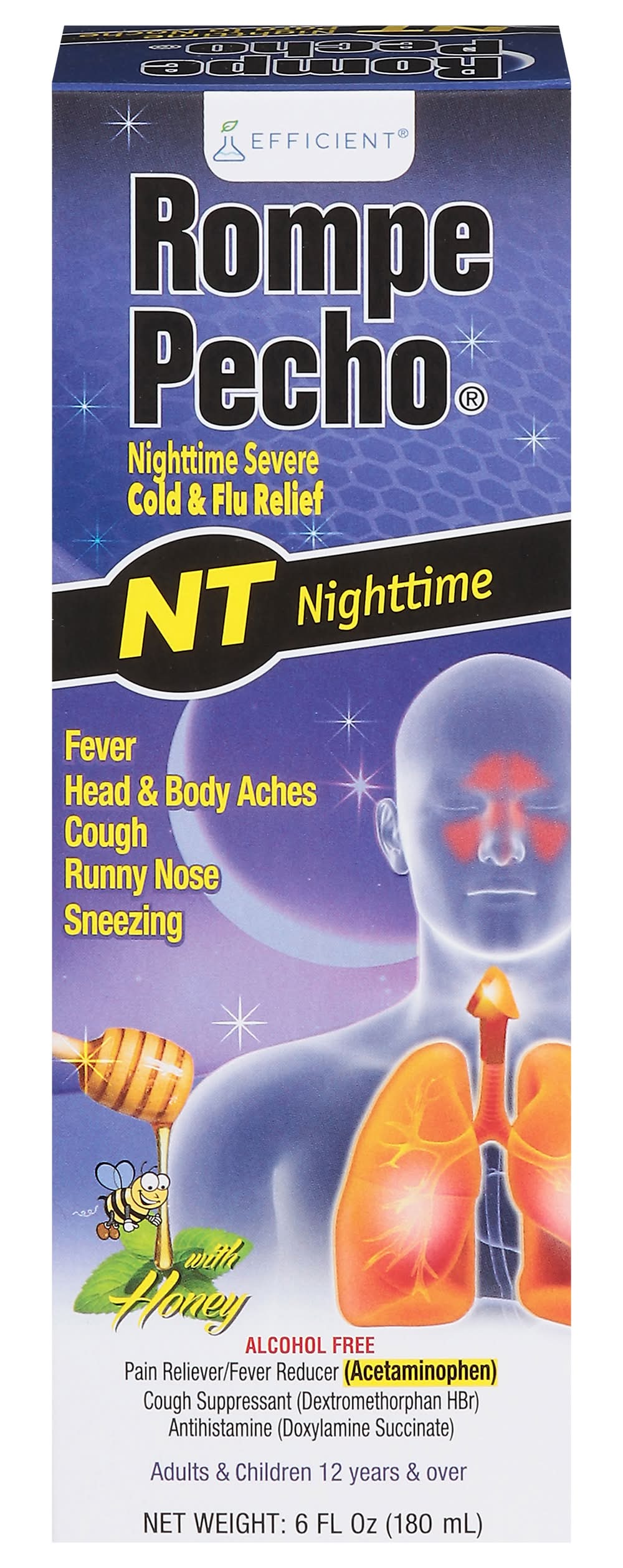 Rompe Pecho Nighttime Severe Honey Cold & Flu Relief (6 fl oz)