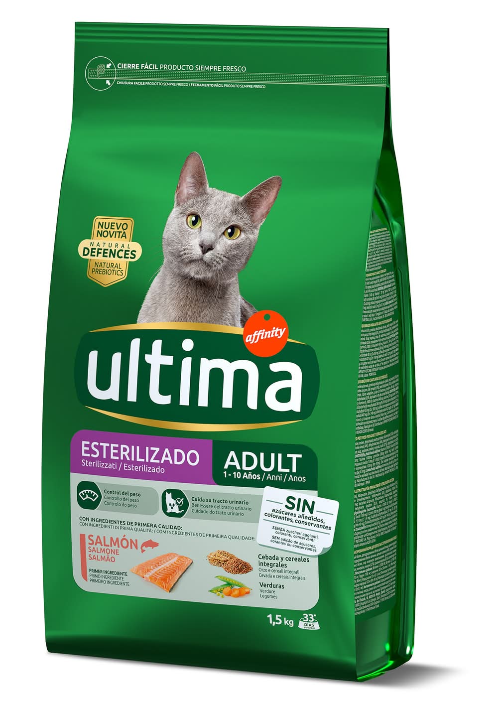Alimento Para Gatos Esterilizados Con Salmón Ultima Bolsa 1.5 Kg