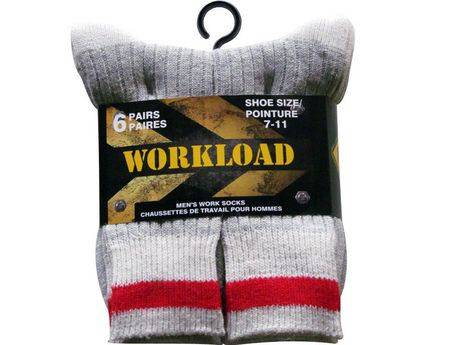 Workload Men's Wool Crew Socks, 6 Pairs