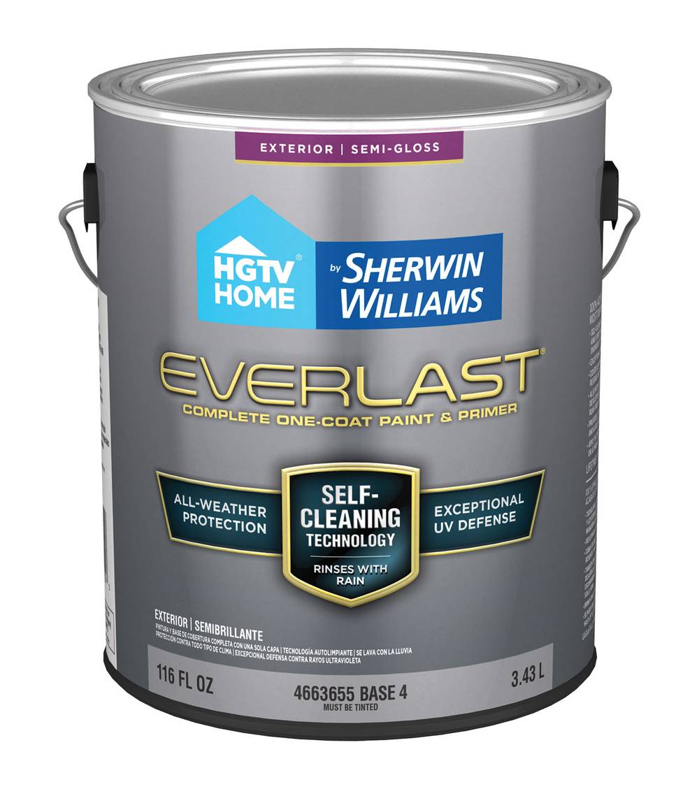 HGTV HOME by Sherwin-Williams Everlast Semi-gloss Base 4 Enamel Tintable Latex Exterior Paint + Primer ( 1-gallon ) | EV0025004-16