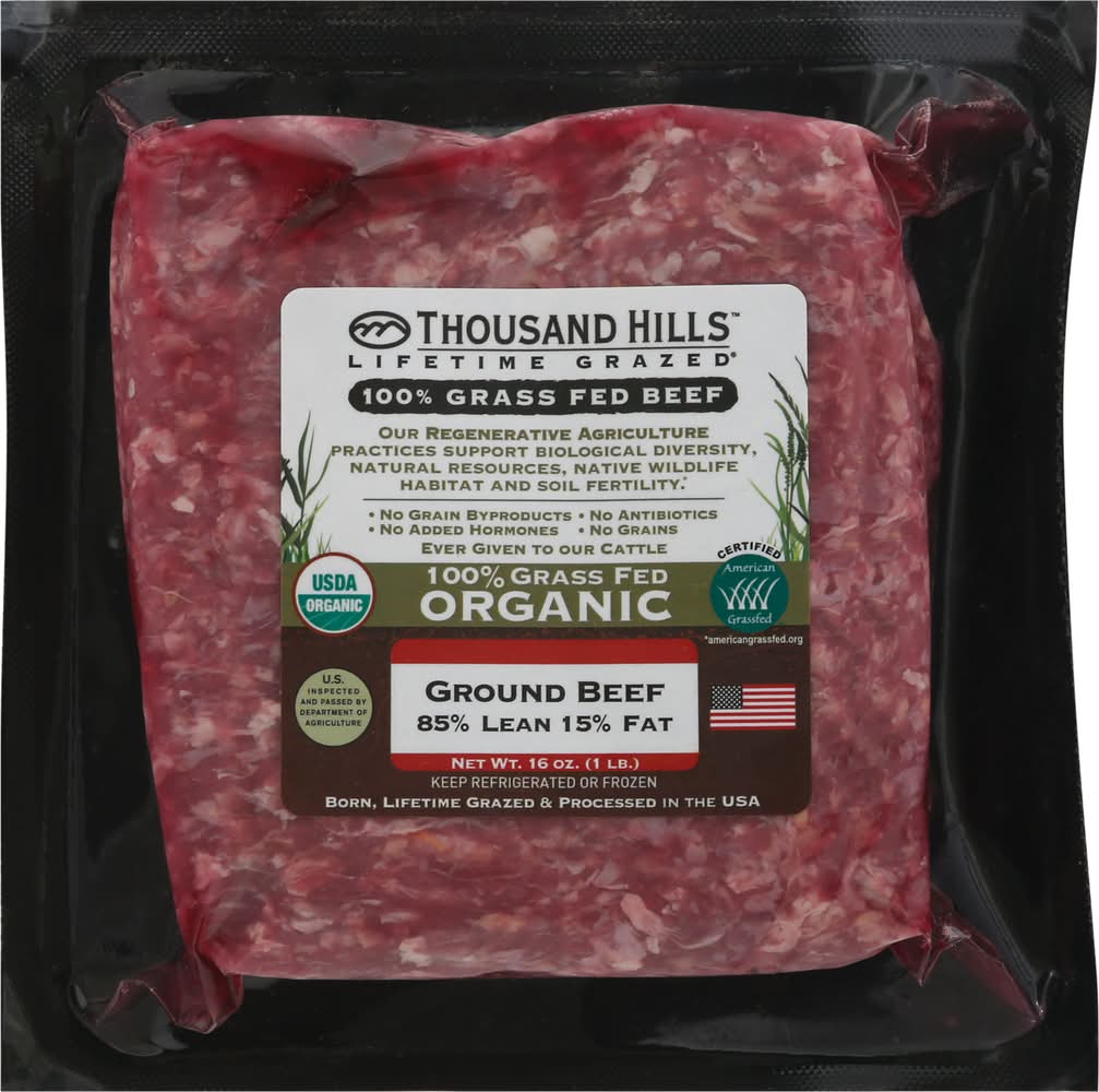 Thousand Hills Lifetime Grazed 100% Grass Fed Ground Beef (1 lbs)