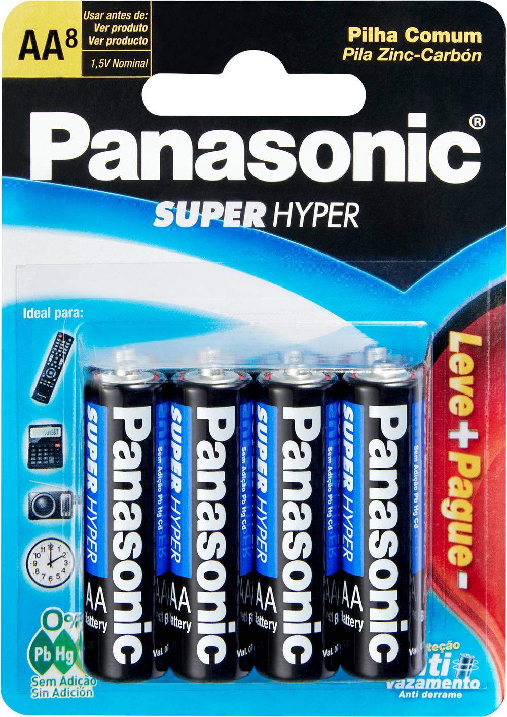 Panasonic pilha comum super hyper aa (8 unidades)