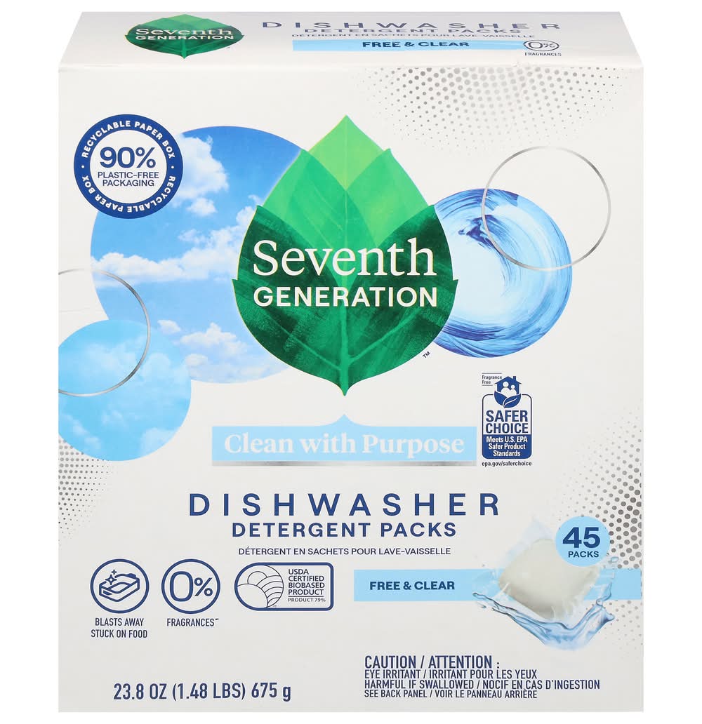 Seventh Generation Dishwasher Detergent packs (23.8 oz, 45 ct)