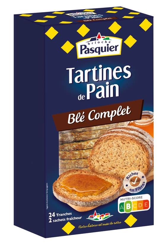 Brioche Pasquier - Tartines de pain blé complet (24 pièces)