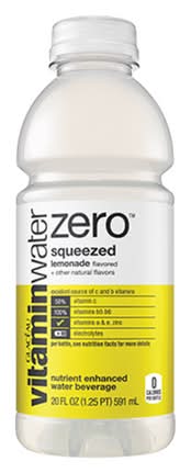 Glaceau Vitamin Water Zero Nutrient Enhanced Water Beverage Squeezed - Lemonade 20 oz Bottle