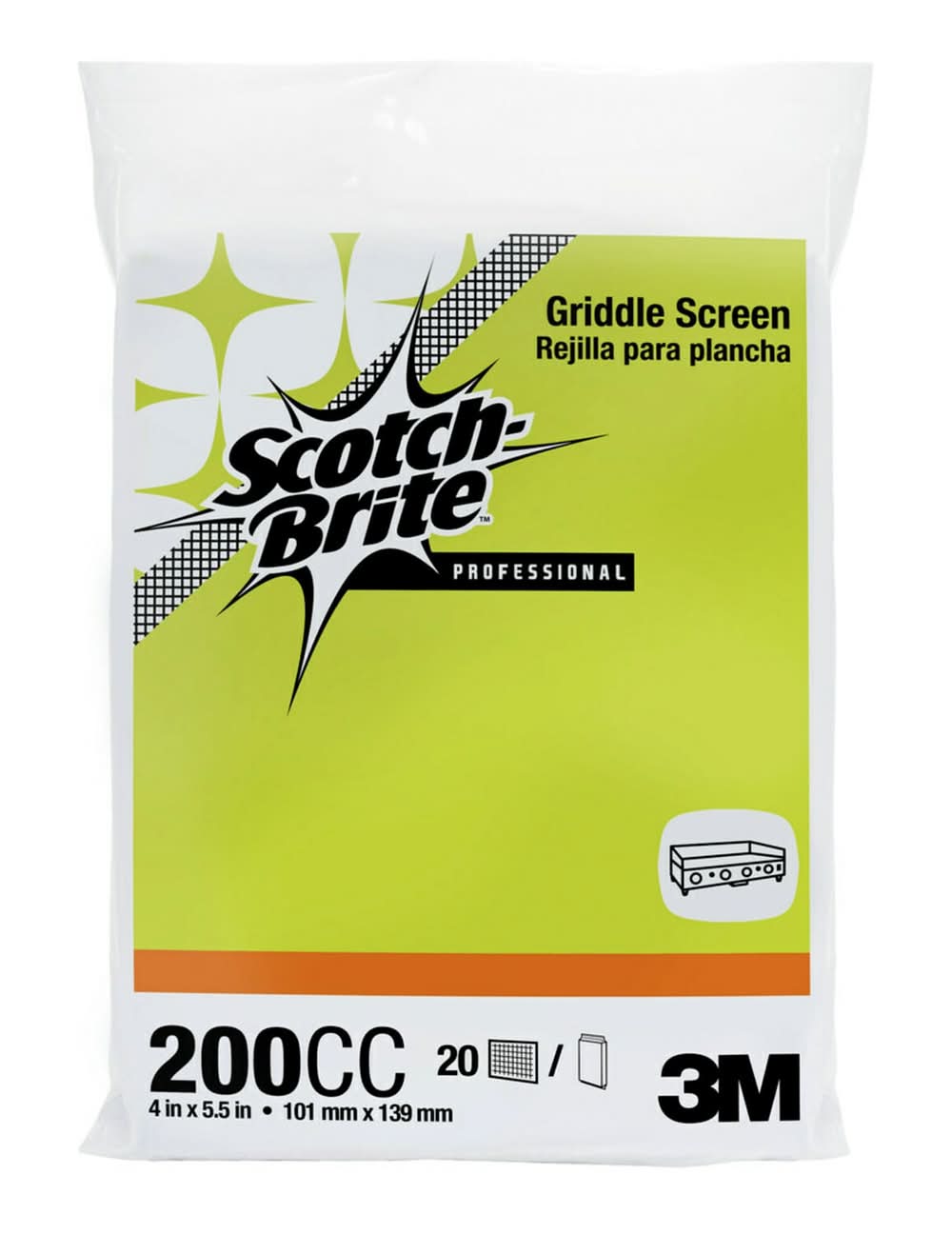 3M Scotch-Brite Griddle Screen 200 Cc, 4 inch x 5.5 inch (20 ct)
