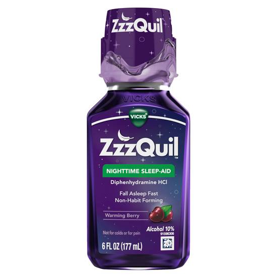 ZzzQuil Nighttime Sleep Aid Liquid, Warming Berry, 6 FL OZ