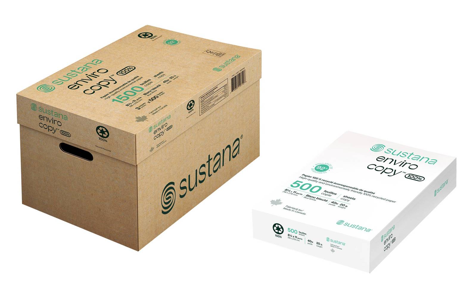 Sustana  – Papier D’Impression Format Lettre, 8,5 Po X 11 Po, À Degré De Blancheur 92, 20 Lb / Sustana, Printer Paper, Letter, 8.5 In × 11 In, 92 Bright,  20 Lb.