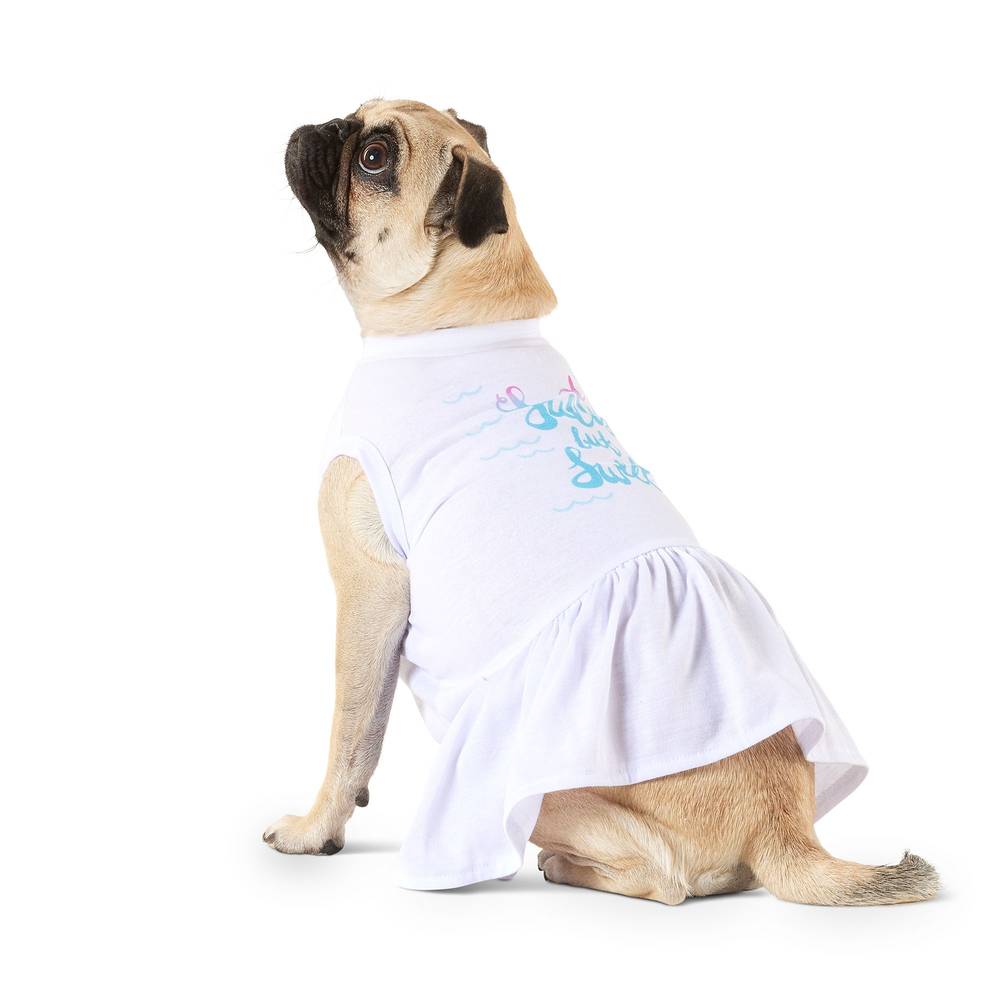 Top Paw® Salty Sweet Dog Tee Dress (Color: White, Size: Large)