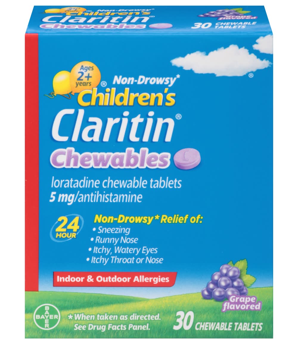 Claritin Children's Allergy Relief Chewable Tablets, Grape (30 ct)