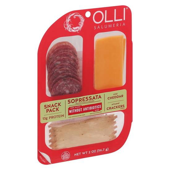 Sopressata & Mild Cheddar Snack Pack with Crackers Olli 2 oz