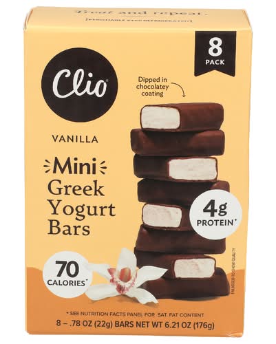 Clio Vanilla Dark Chocolate Covered Mini Greek Yogurt Bars
