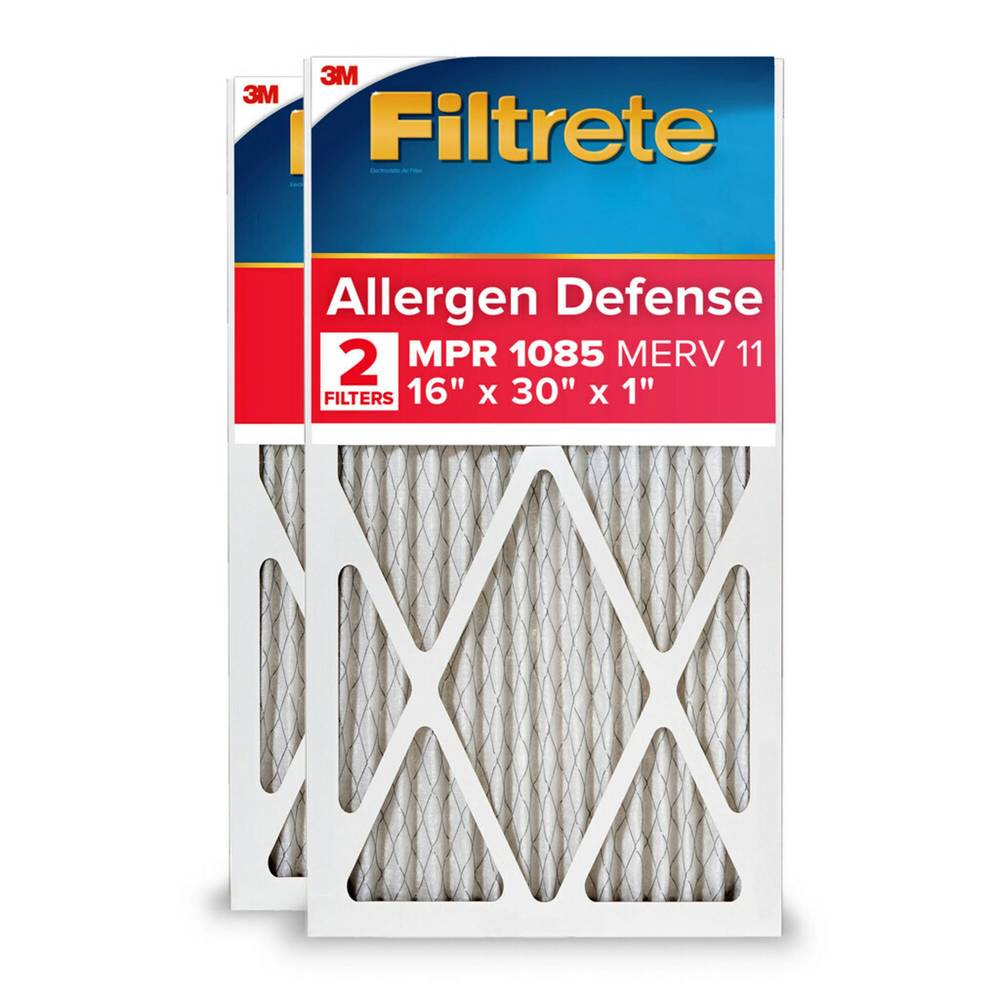 Filtrete 16-in W x 30-in L x 1-in MERV 11 1085 MPR Allergen Defense Extra Electrostatic Pleated Air Filter (2-Pack) | 1227-2PK