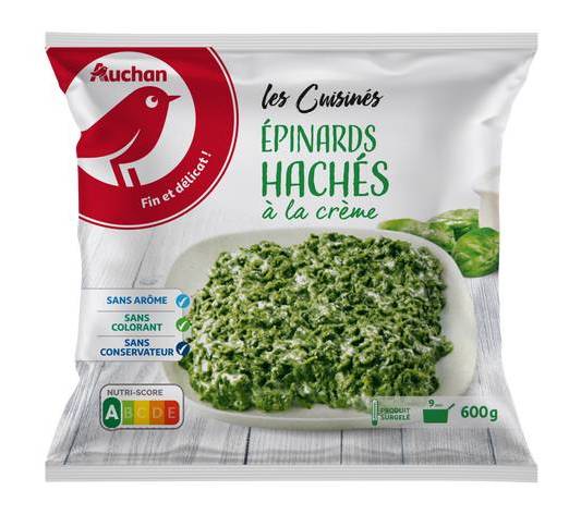 Épinards hachés à la crème - auchan - 600g