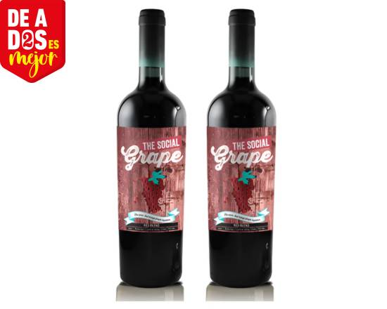 2 Botellas Vino Tinto Social Grape Red Blend 0.7L