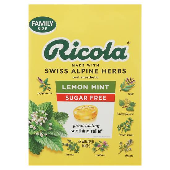 Ricola Family Size Lemon Mint Sugar Free Oral Anesthetic (45 ct)
