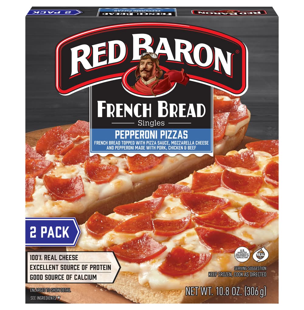Red Baron French Bread Singles Pizza, Pepperoni (10.8 oz, 2 ct)