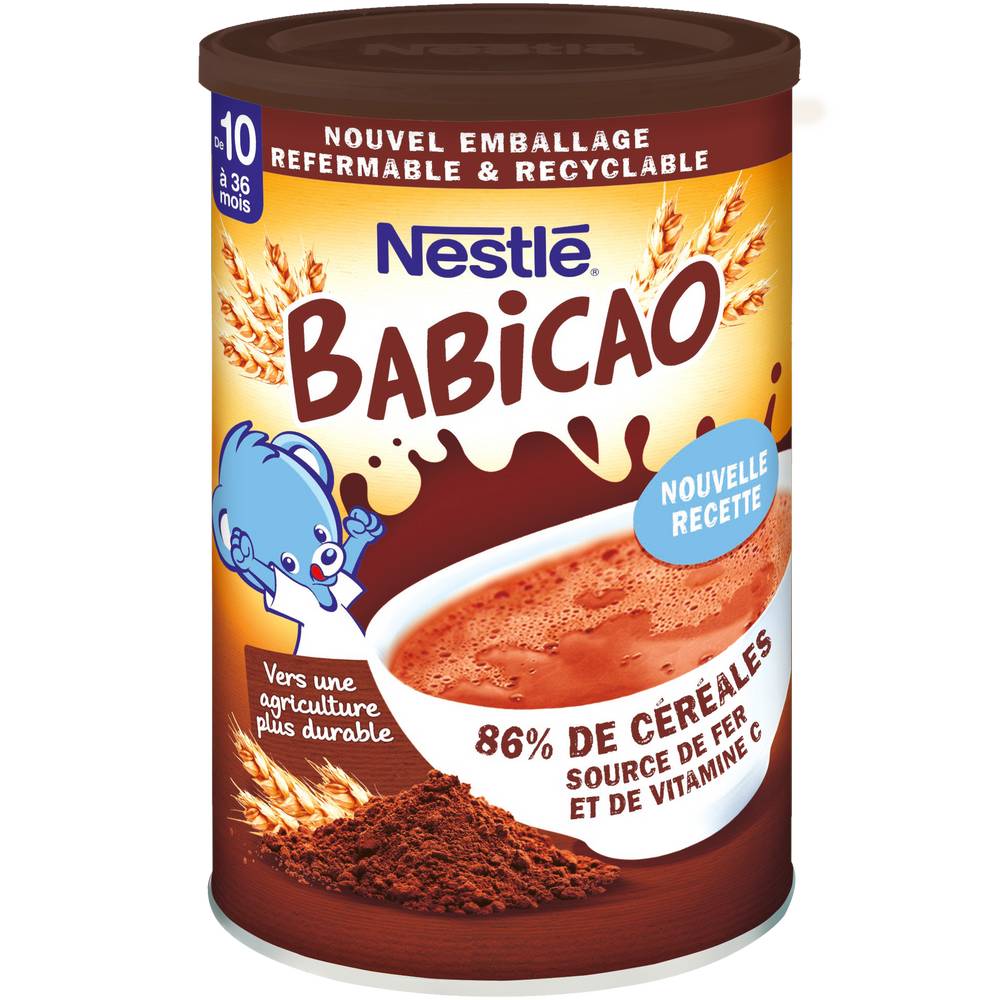 Nestlé - Babicao céréales au cacao en poudre dès 10 mois à 36 mois (400g)