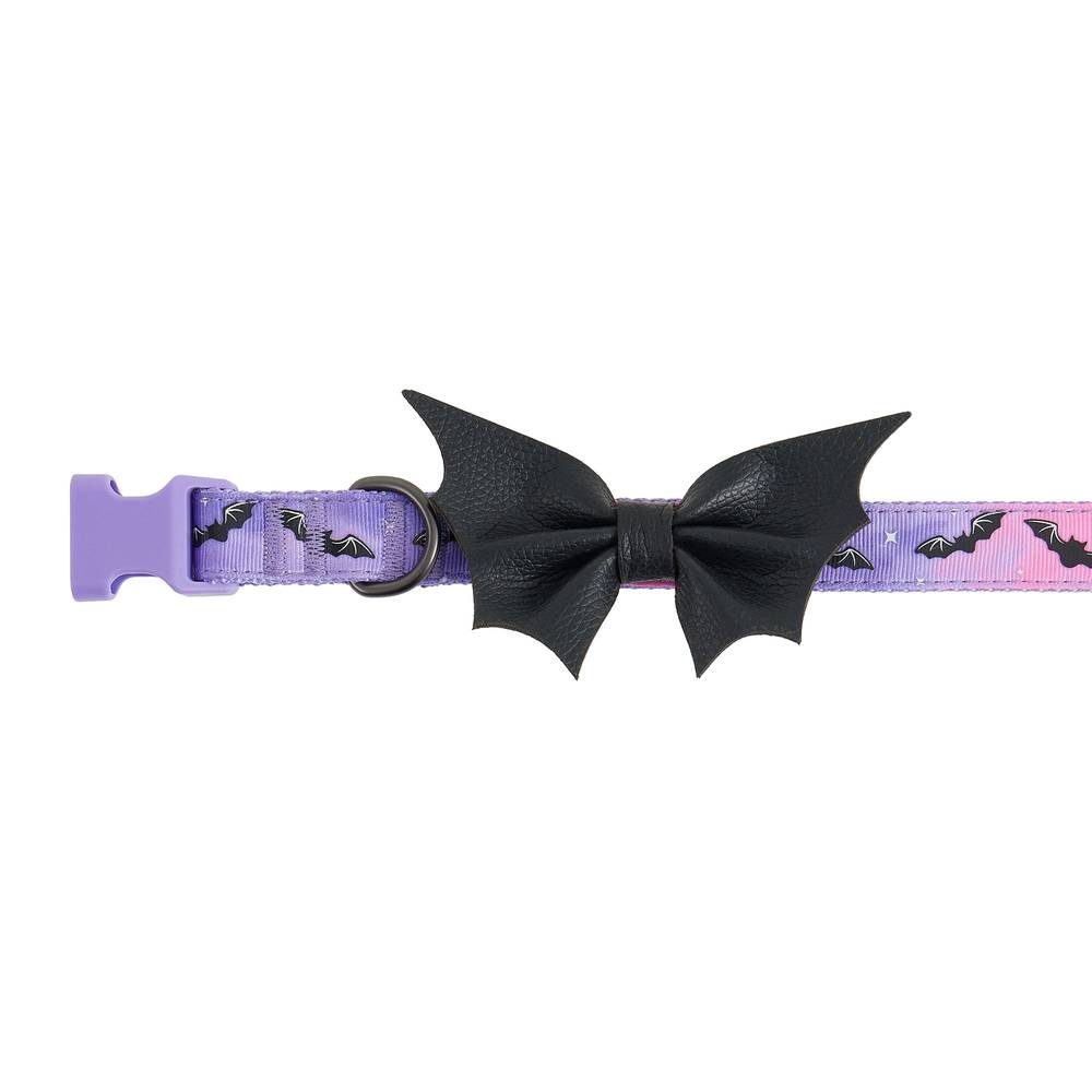 Thrills & Chills Embellish Bat Dog Collar (Color: Purple, Size: Medium)