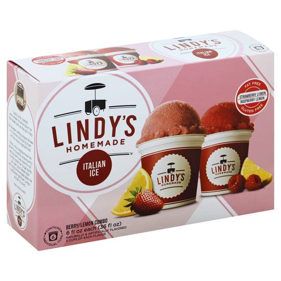 Lindy's Homemade Berry Lemon Combo Italian Ice (6 x 6 fl oz)