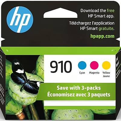 HP 910 Cyan/Magenta/Yellow Standard Yield Ink Cartridge, 3/Pack (3YN97AN#140)