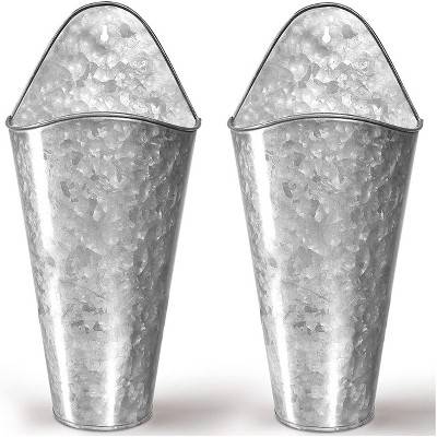 Hallops Galvanized Wall Planters 2 Vase Large